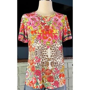 Johnny Was Wild Garden Puff Sleeve Tee T-Shirt M